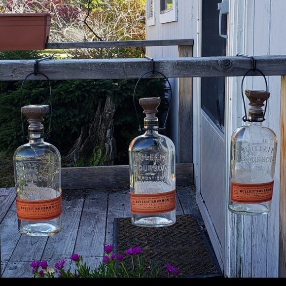 Solar Hanging Bulleit Bourbon Lantern *BEAUTIFUL IN WINTER, TOO* - Picture 1 of 10